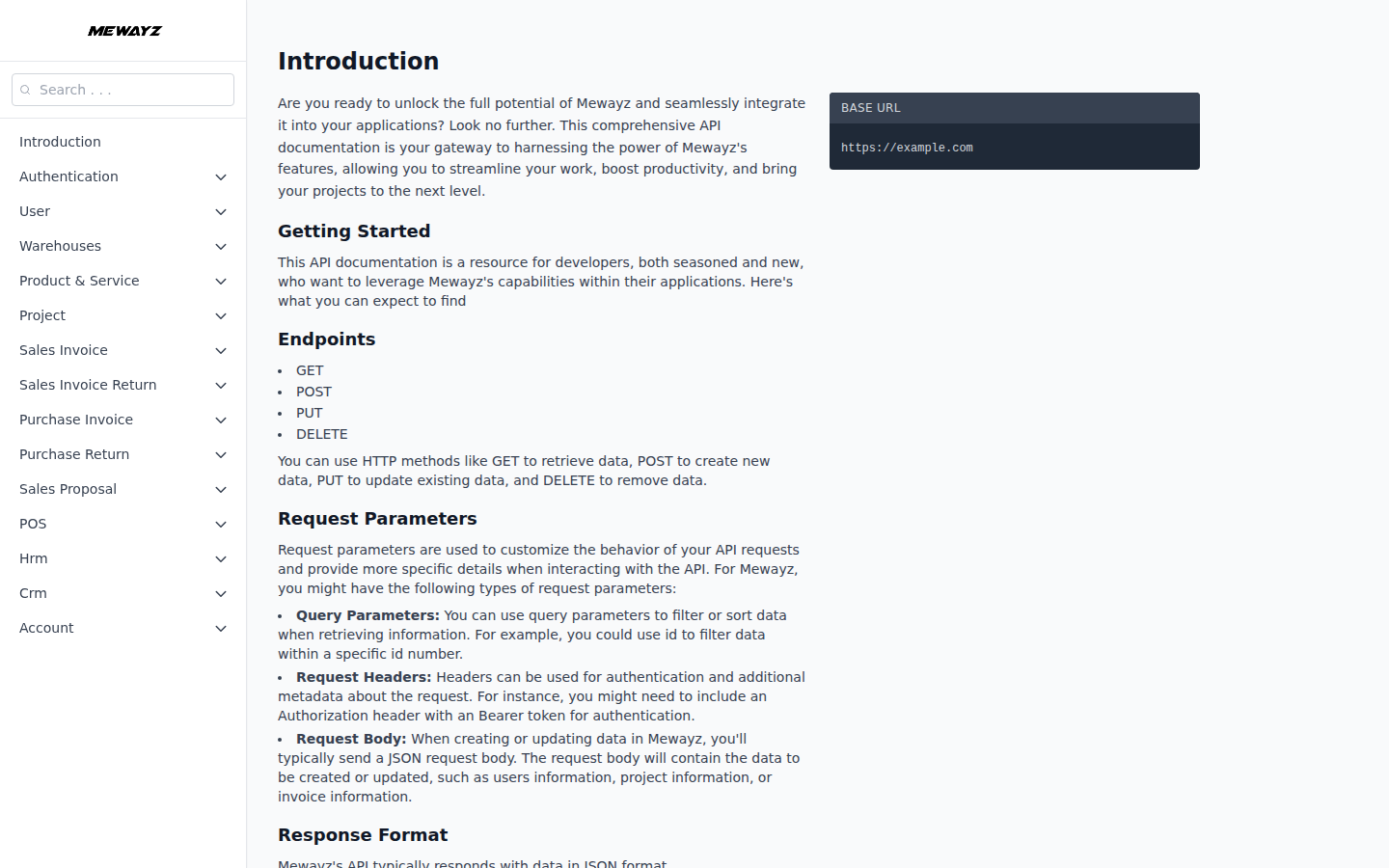 API Dokumentasie - Mewayz