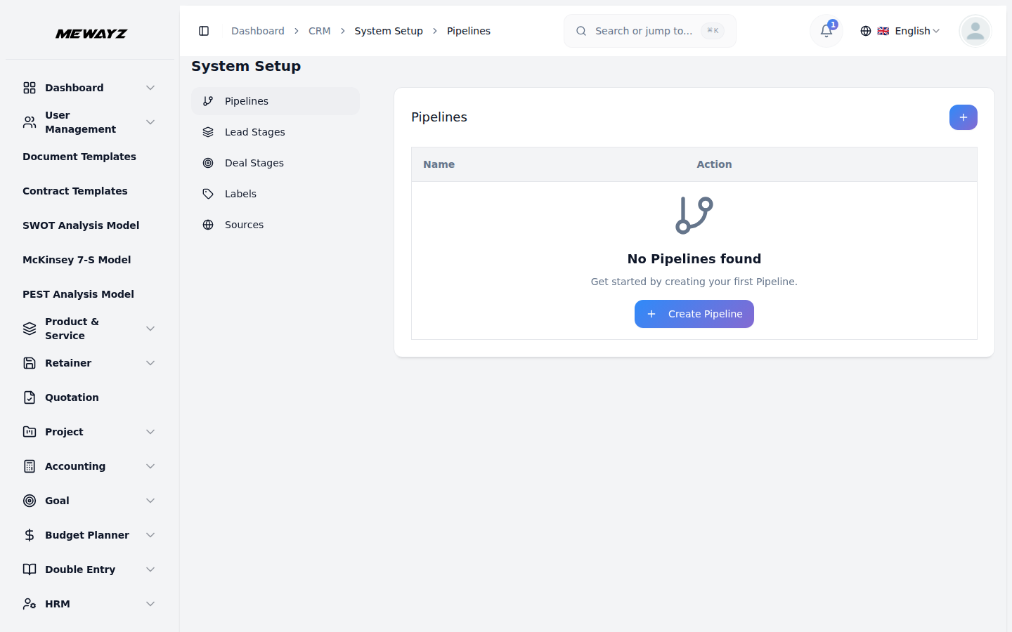 Mewayz CRM pipelines with drag-and-drop deal stages